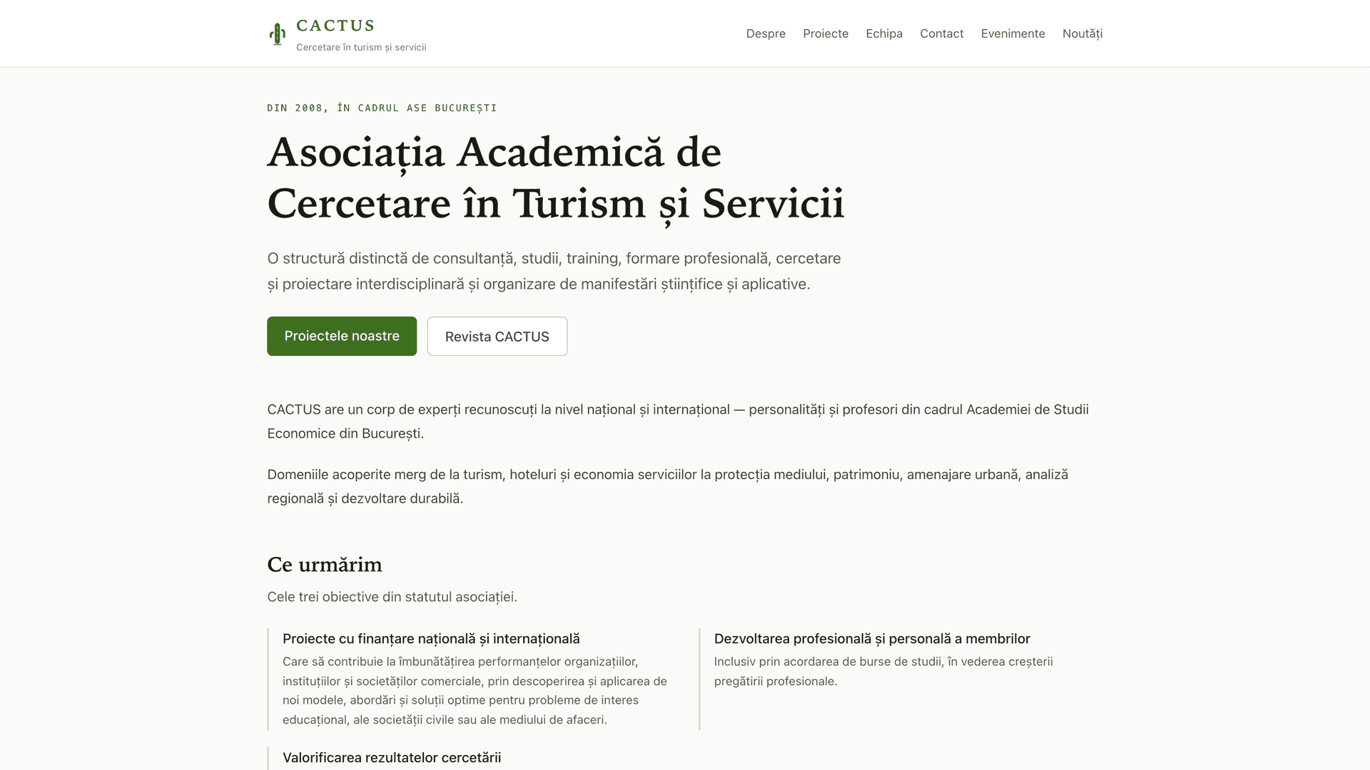Asociația CACTUS — Site de Prezentare cu Flux Editorial