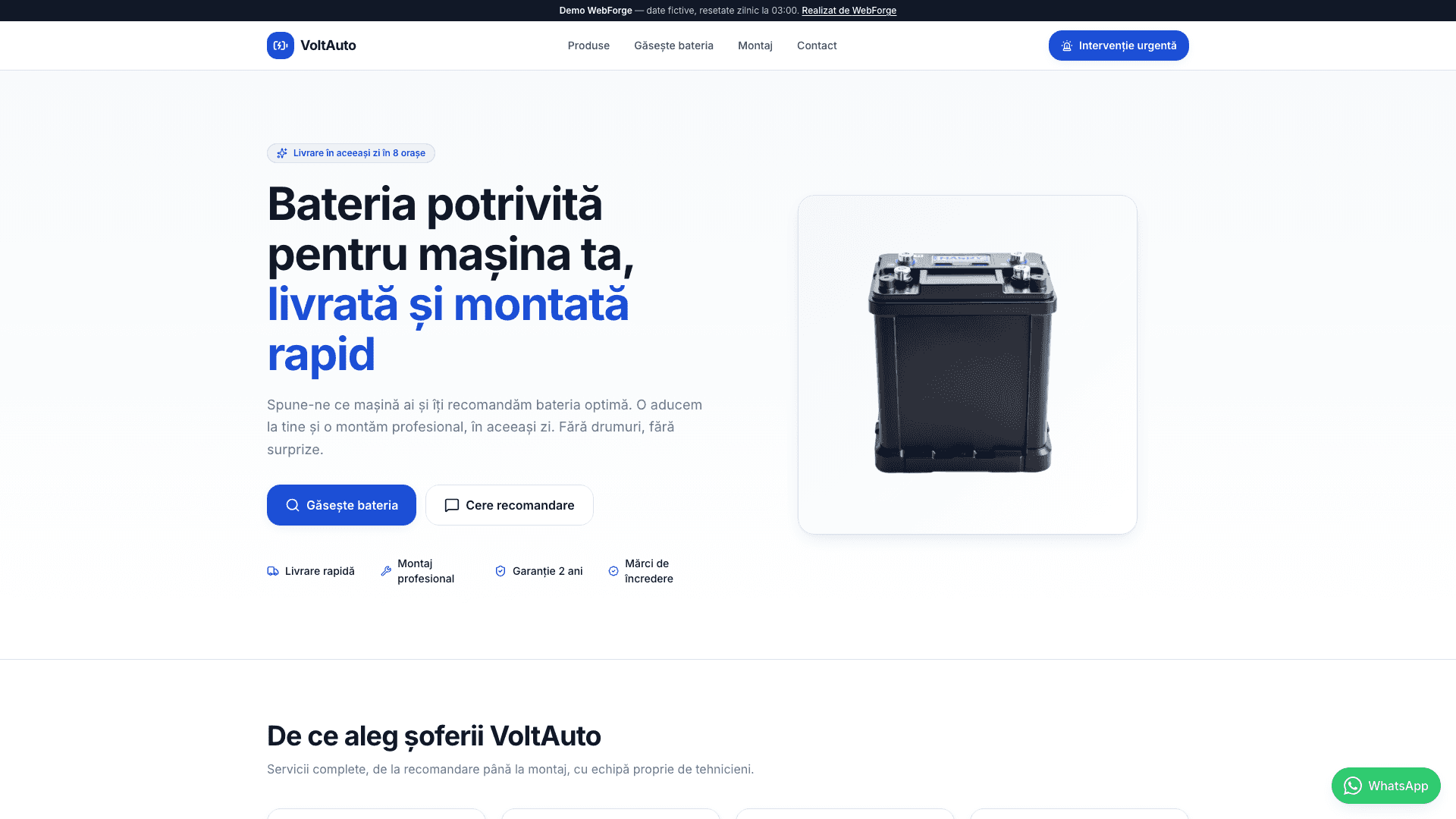 VoltAuto — platformă de vânzare și montaj baterii auto